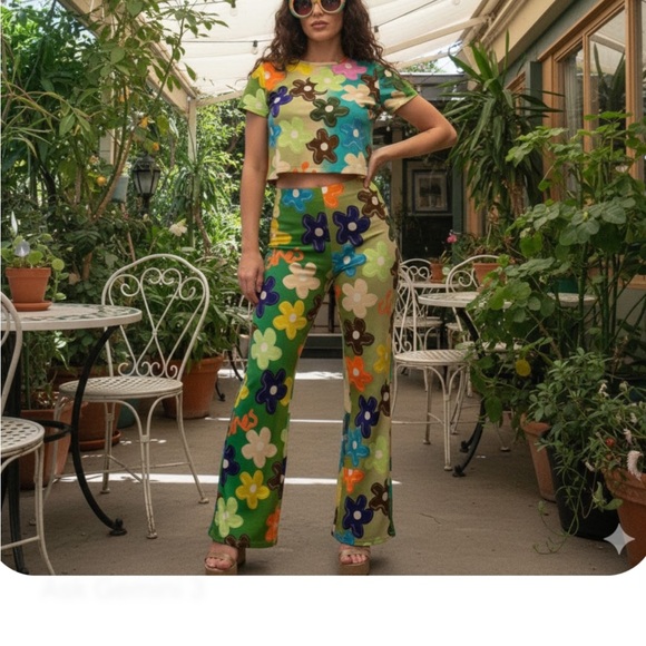 SIEDRES Size XS Vintage inspired Floral Retro Pants - BOHO - Picture 3 of 7